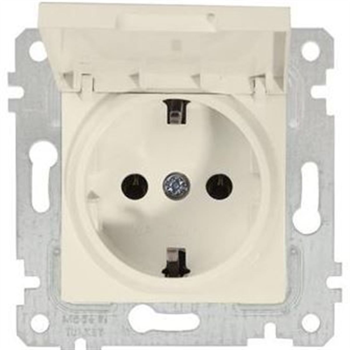 RİTA MEK. TUŞ KAPAKLI TOP.LI PRİZ KREM 1